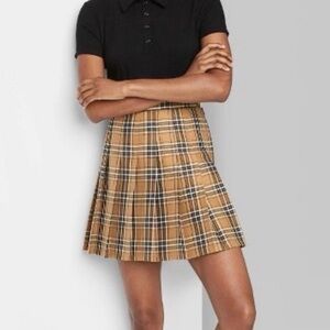 Wild Fable Tan Plaid A-Line Skirt